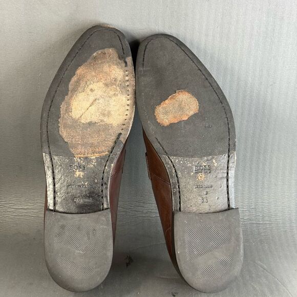 Hugo Boss brown leather slip-on penny loafers Vero Cuoio men’s size  6.5